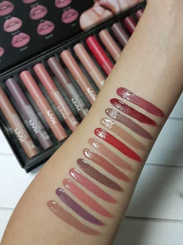 أحمر شفاه NYX، ١٢ لونًا، مطفي، لامع