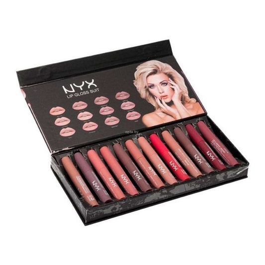 أحمر شفاه NYX، ١٢ لونًا، مطفي، لامع