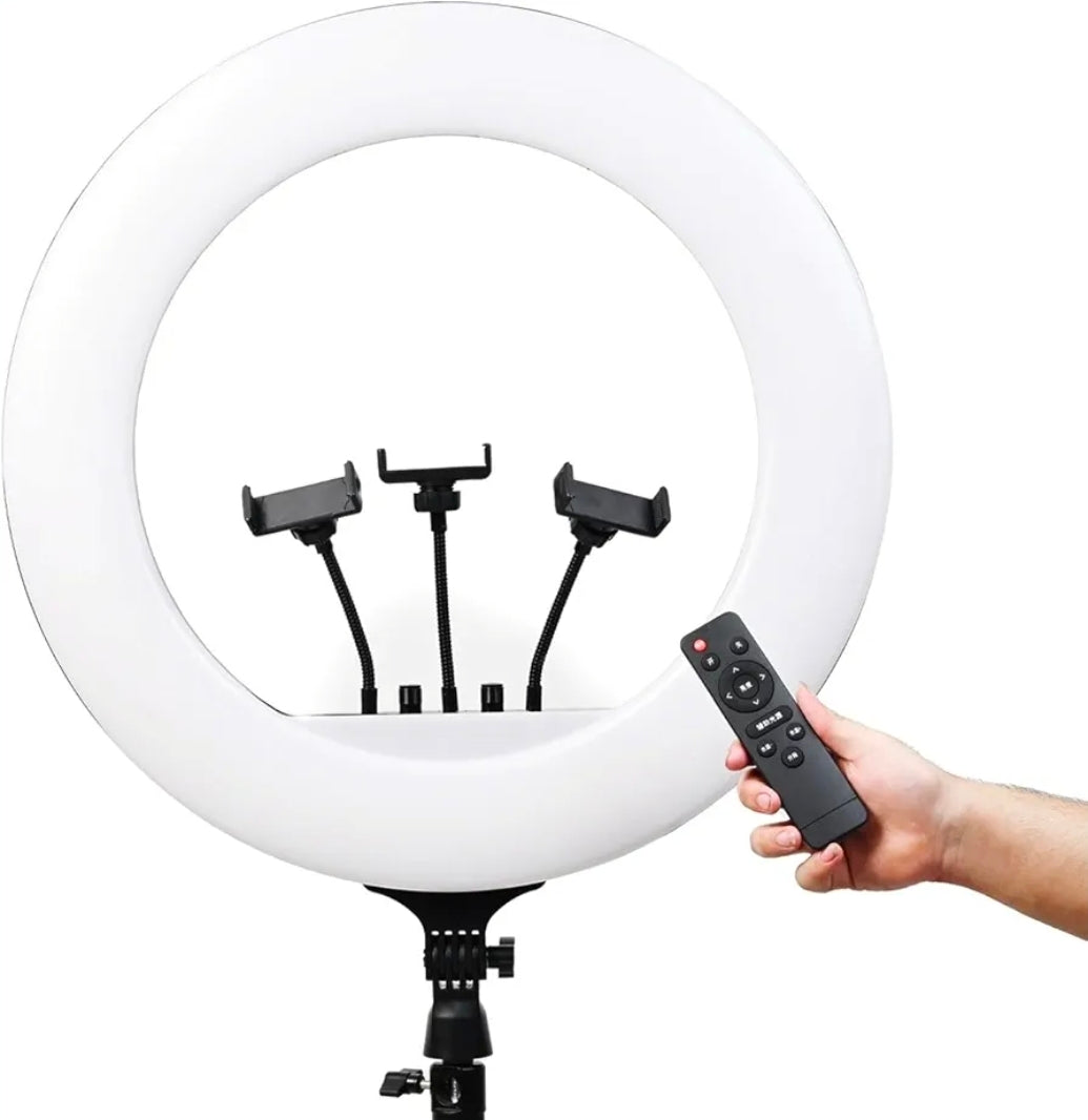 رينج لايت مقاس 21 بوصة مع حامل ثلاثي القوائم للموبيل 