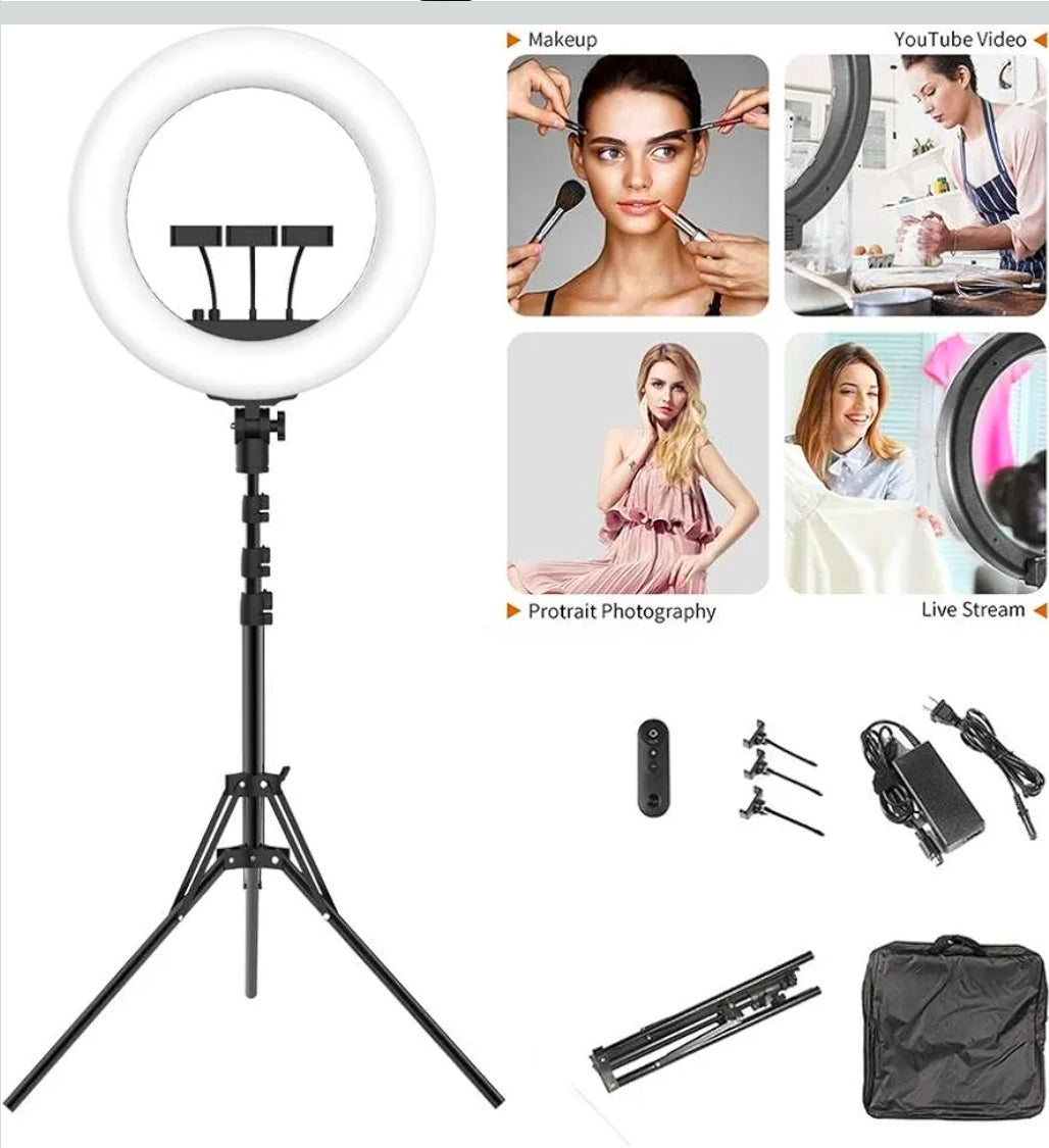 رينج لايت مقاس 21 بوصة مع حامل ثلاثي القوائم للموبيل 